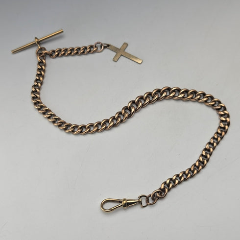 Antique rolled gold Albert chain cross fob